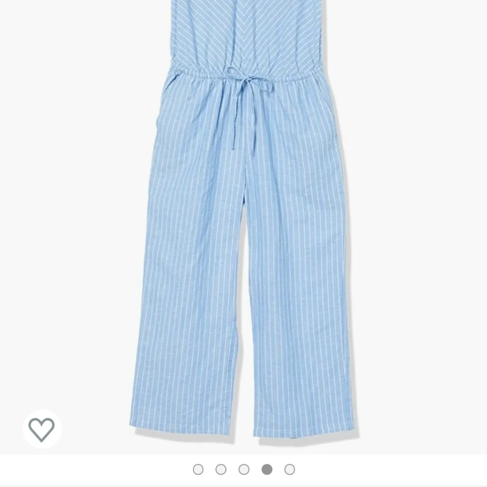 Amazon Essentials Blue and White Sleeveless Linen Blend Crop Jumpsuit Size 0 - Picture 5 of 9